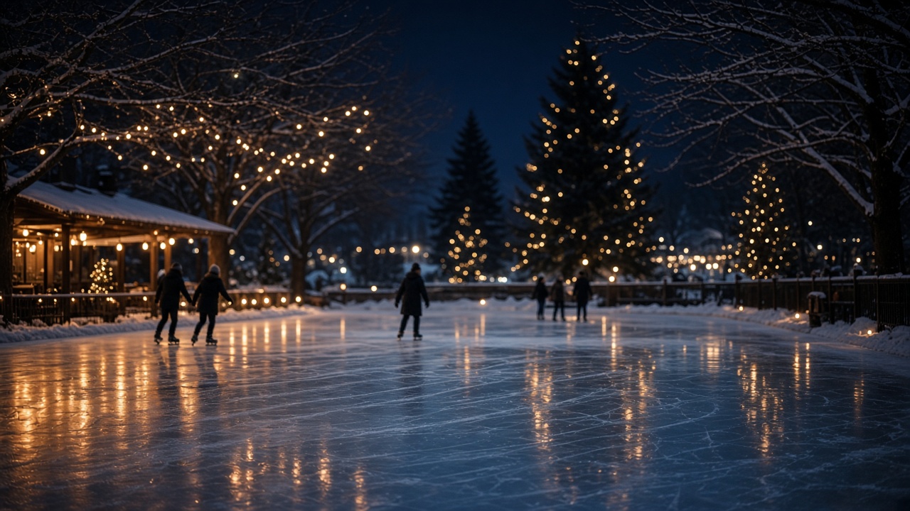 Ice rink at night