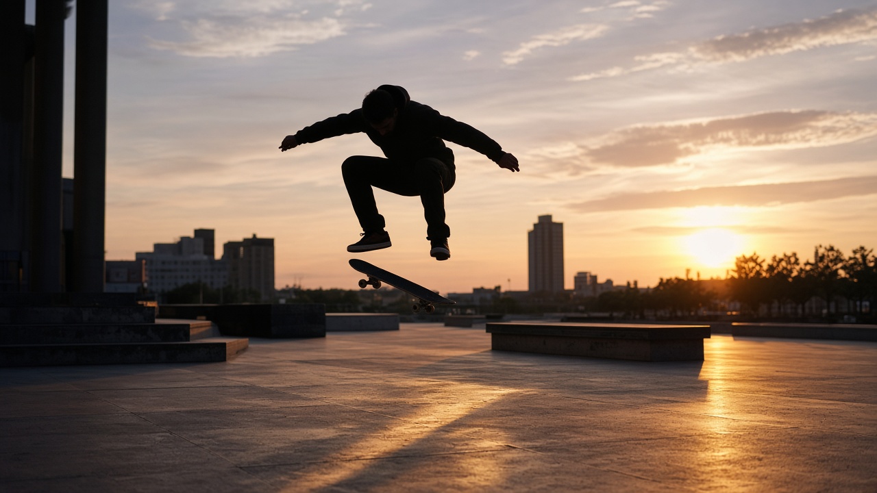 Skateboarder jump