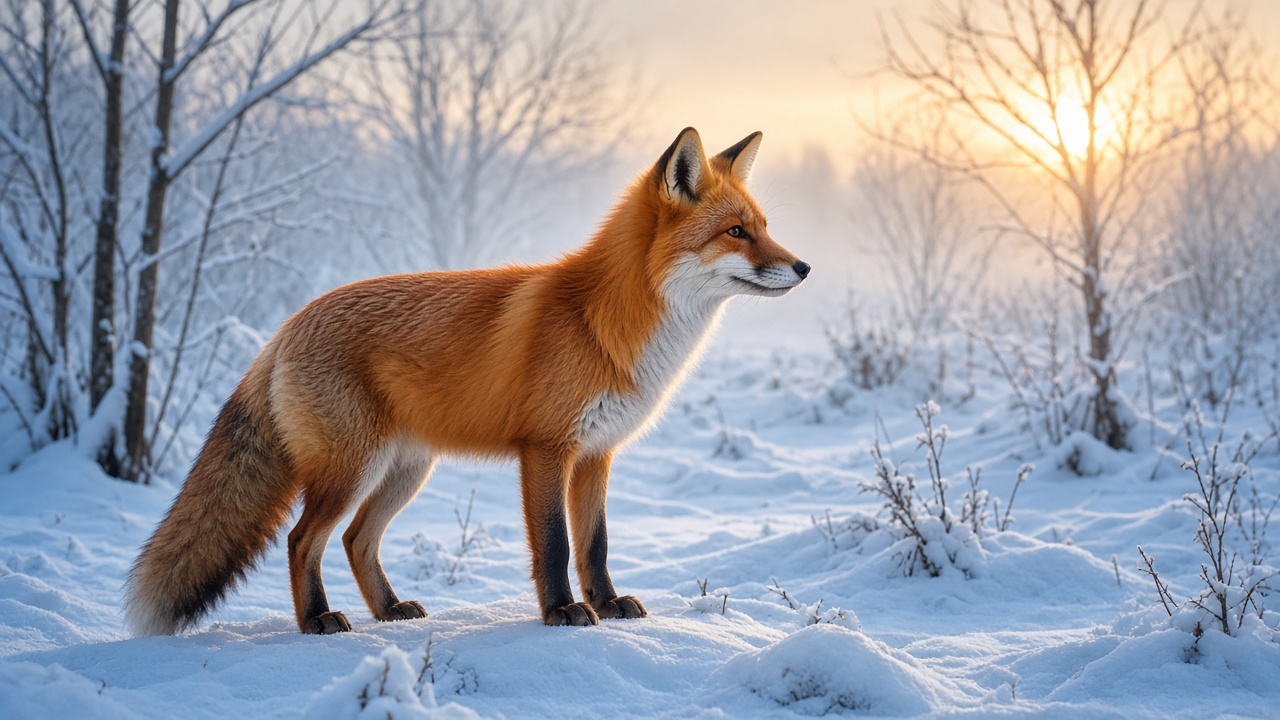 Fox in a winter forest