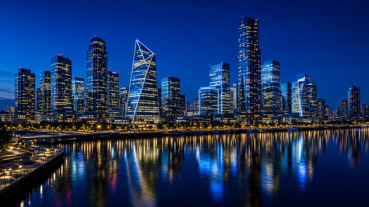 Night city by the river