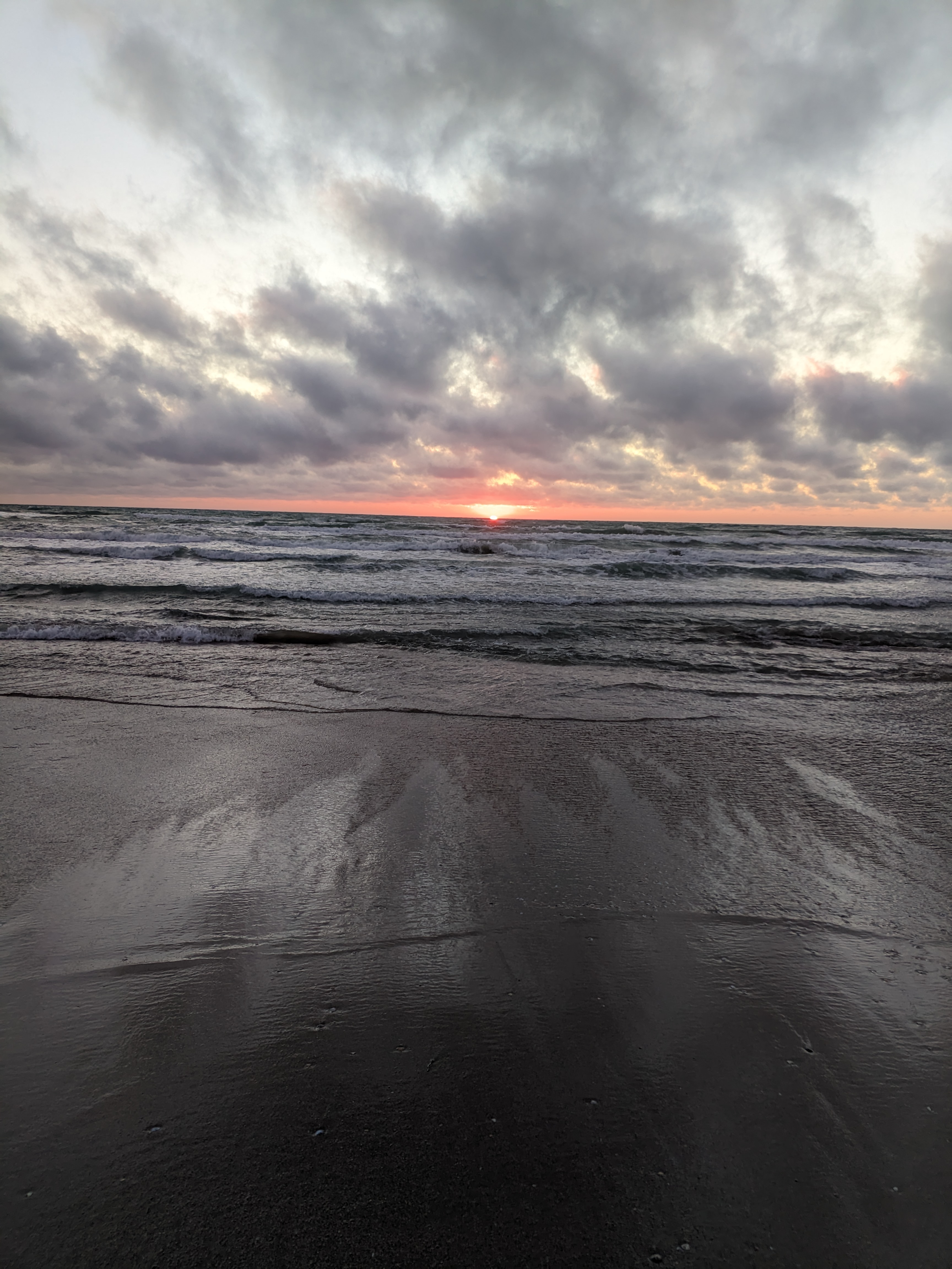 Sunset at sea with clouds