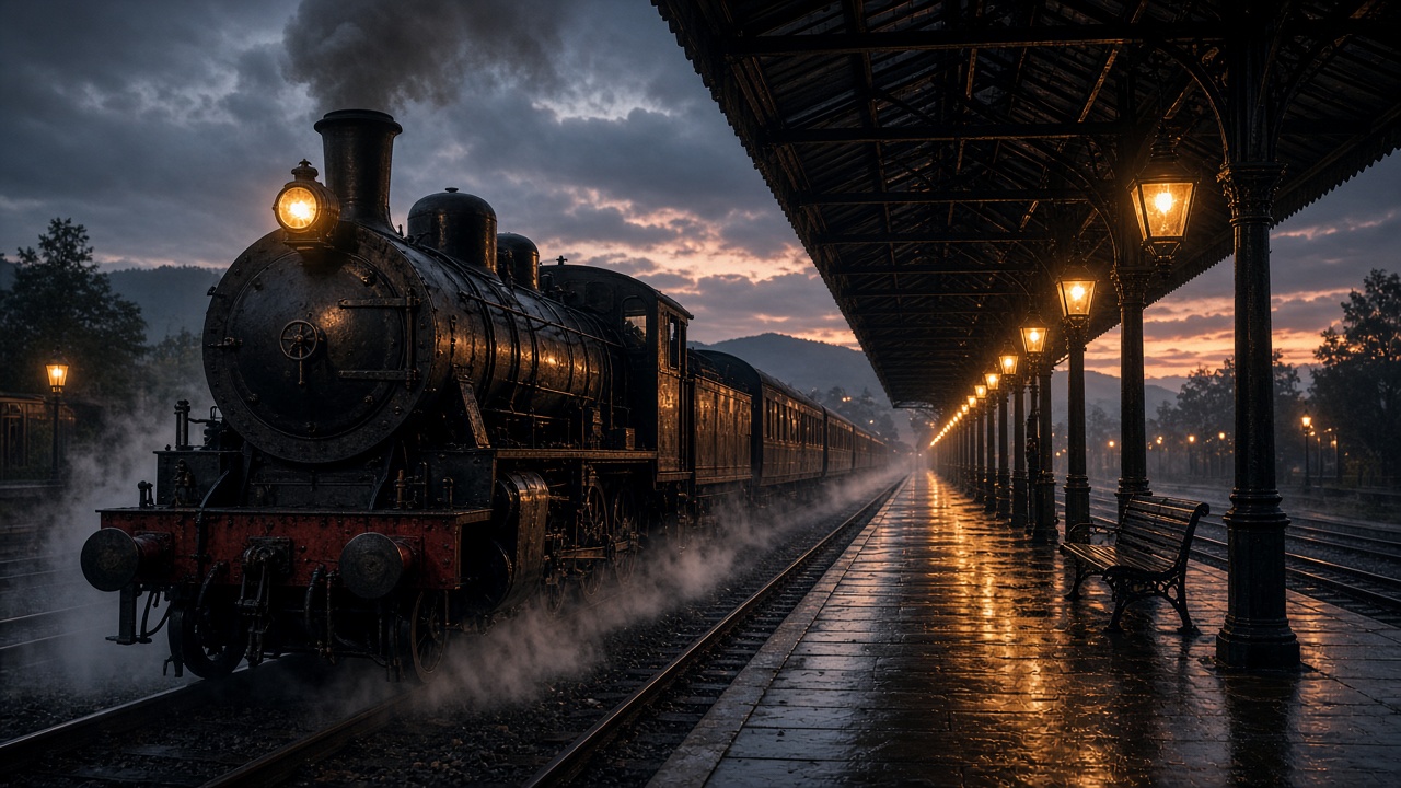 Station at dusk