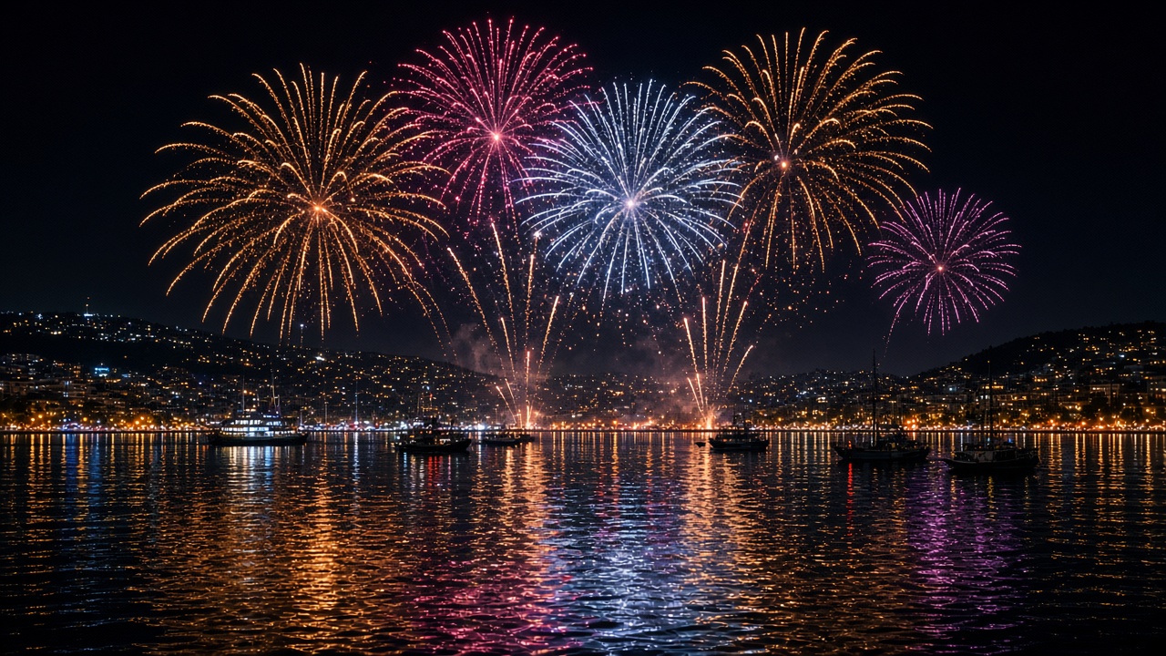 Fireworks over the harbor