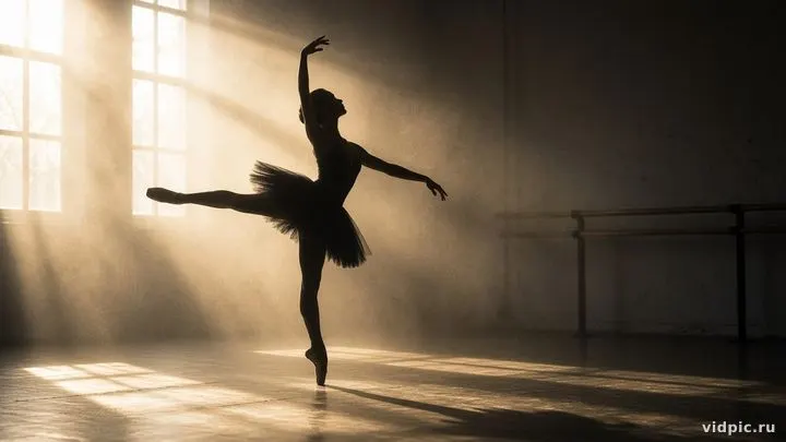 A dancer silhouette in a sunlit studio.