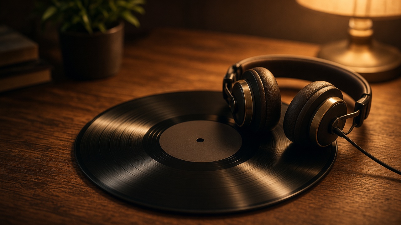 Vinyl and headphones
